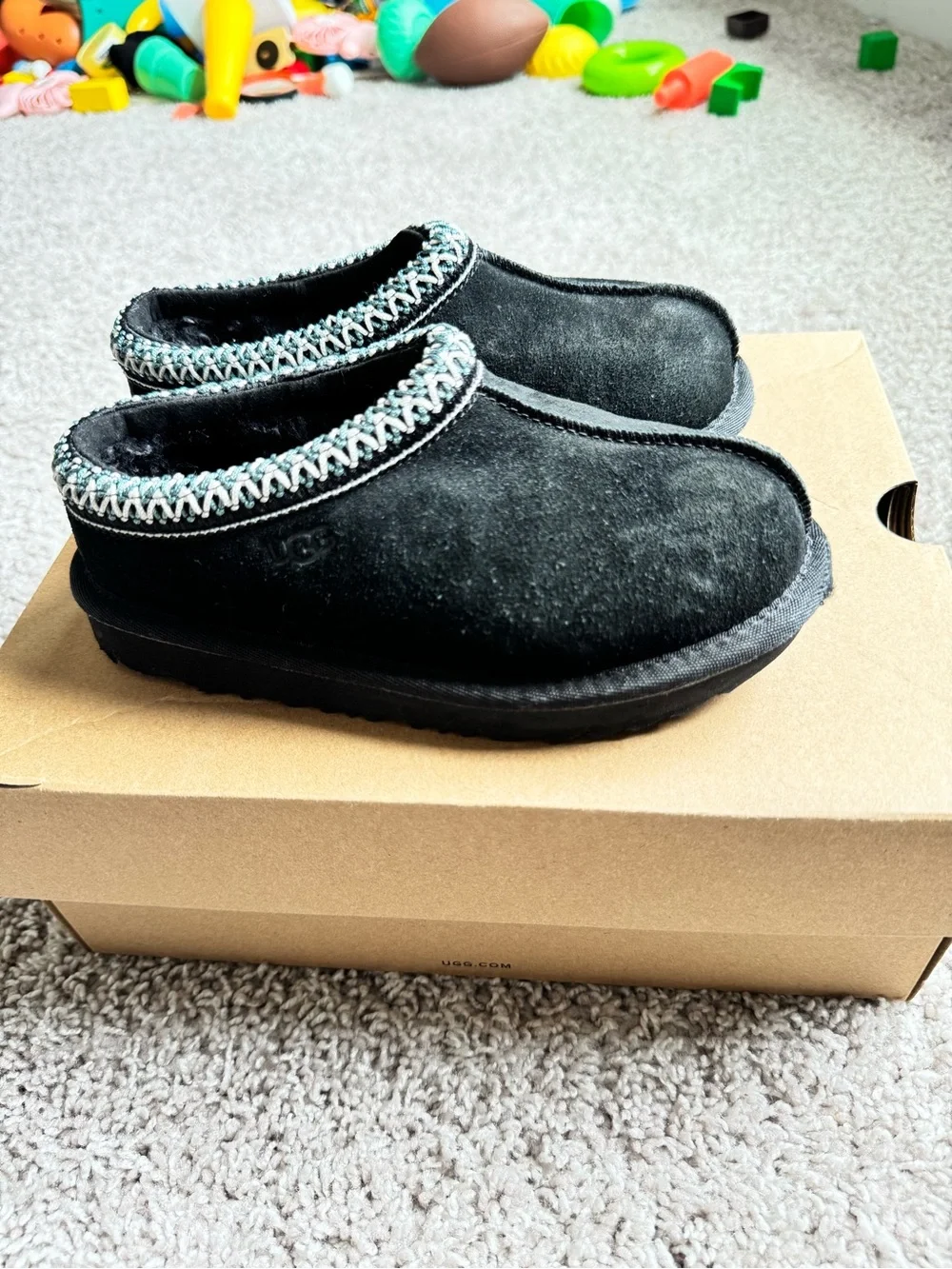 UGG Kids Black Slip-On Clog with Contrasting Trim